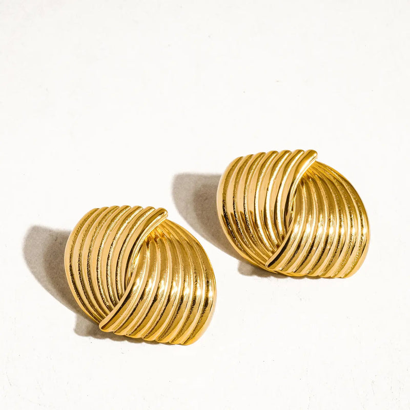 Wavy Gold Stud Earrings
