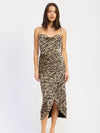 Animal Print Cowl Neck Midi Dress