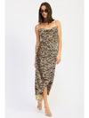 Animal Print Cowl Neck Midi Dress