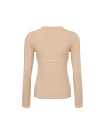 Beige Knit Button Top