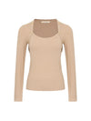 Beige Knit Button Top