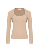 Beige Knit Button Top