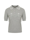 Heather Grey Collared Pearl Studded Top