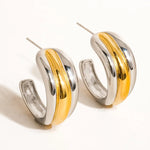 Two Tone Chunky Hoop Earrings
