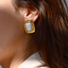 White Rectangle Stud Earrings