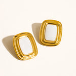 White Rectangle Stud Earrings