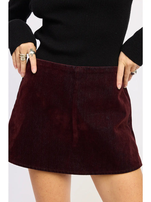 Wine Suede Mini Skort