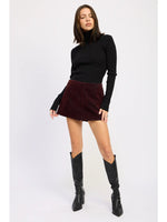 Wine Suede Mini Skort