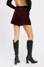 Wine Suede Mini Skort