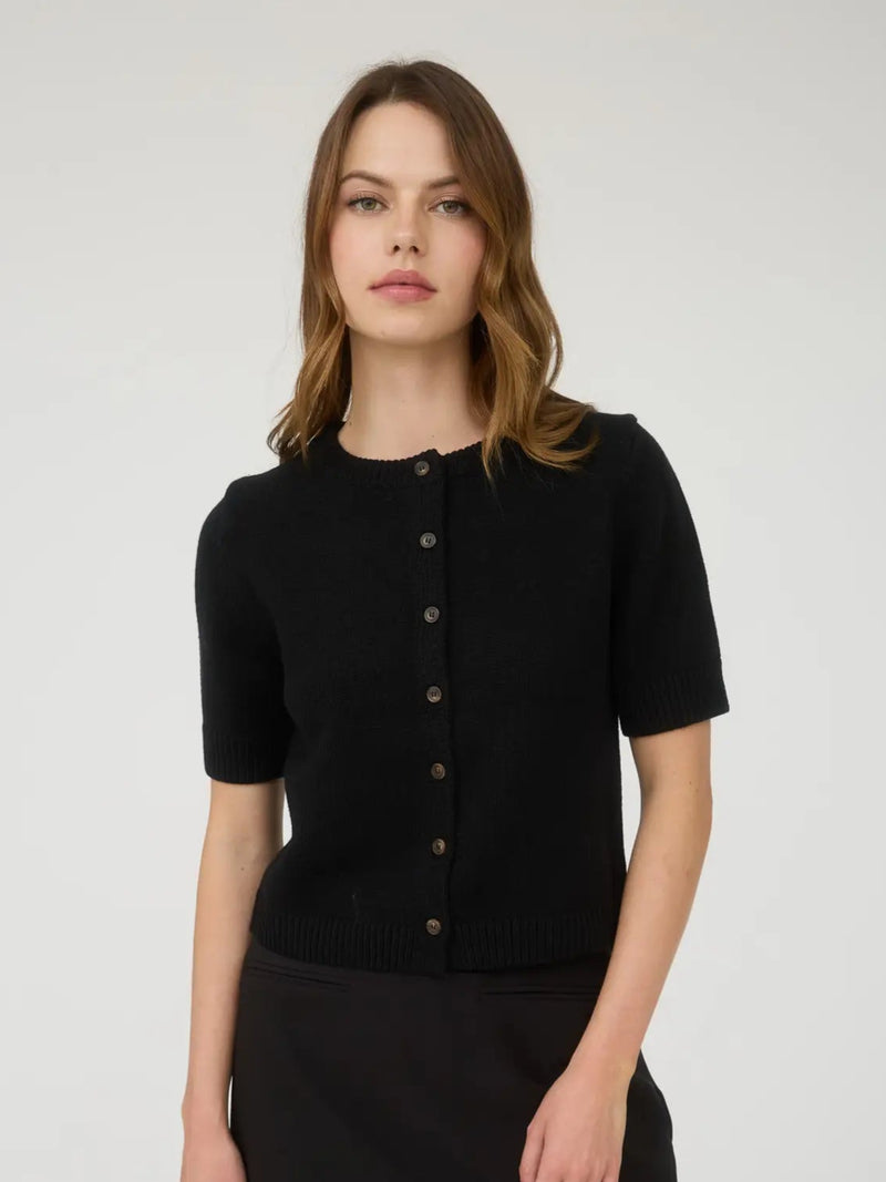 Margot Black Short Sleeve Cardigan