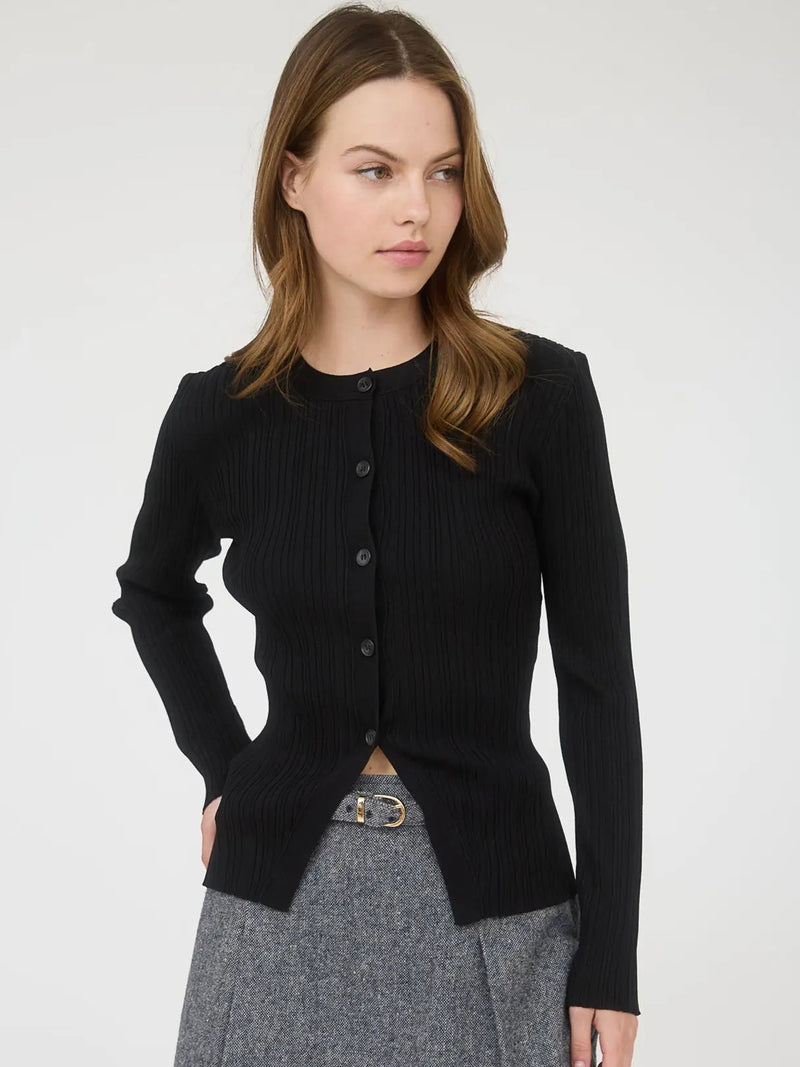 Black Knit Split Hem Cardigan