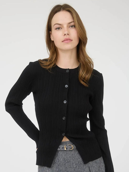 Black Knit Split Hem Cardigan