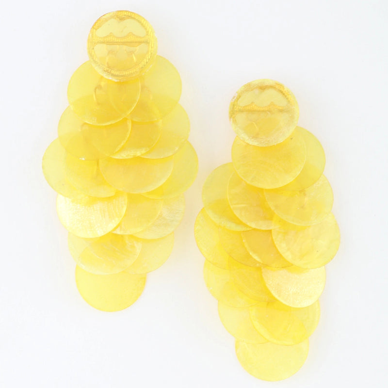 Yellow Paillette Shell Earrings